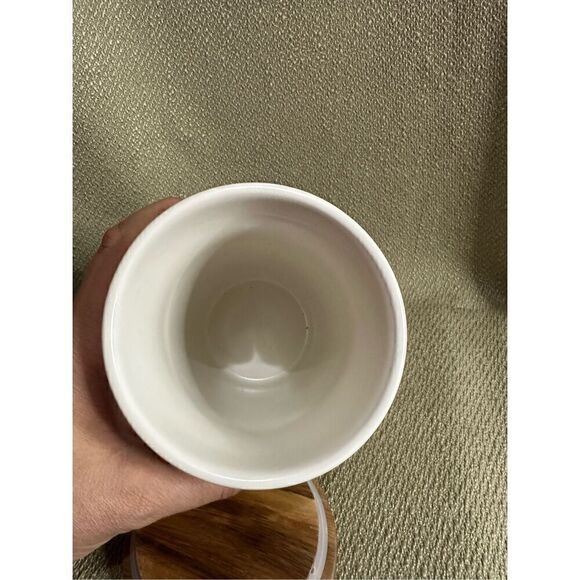 Rae Dunn TEA Cellar Canister Storage Ivory Brown Wood Lid Farmhouse 7” X 4” - Picture 10 of 13